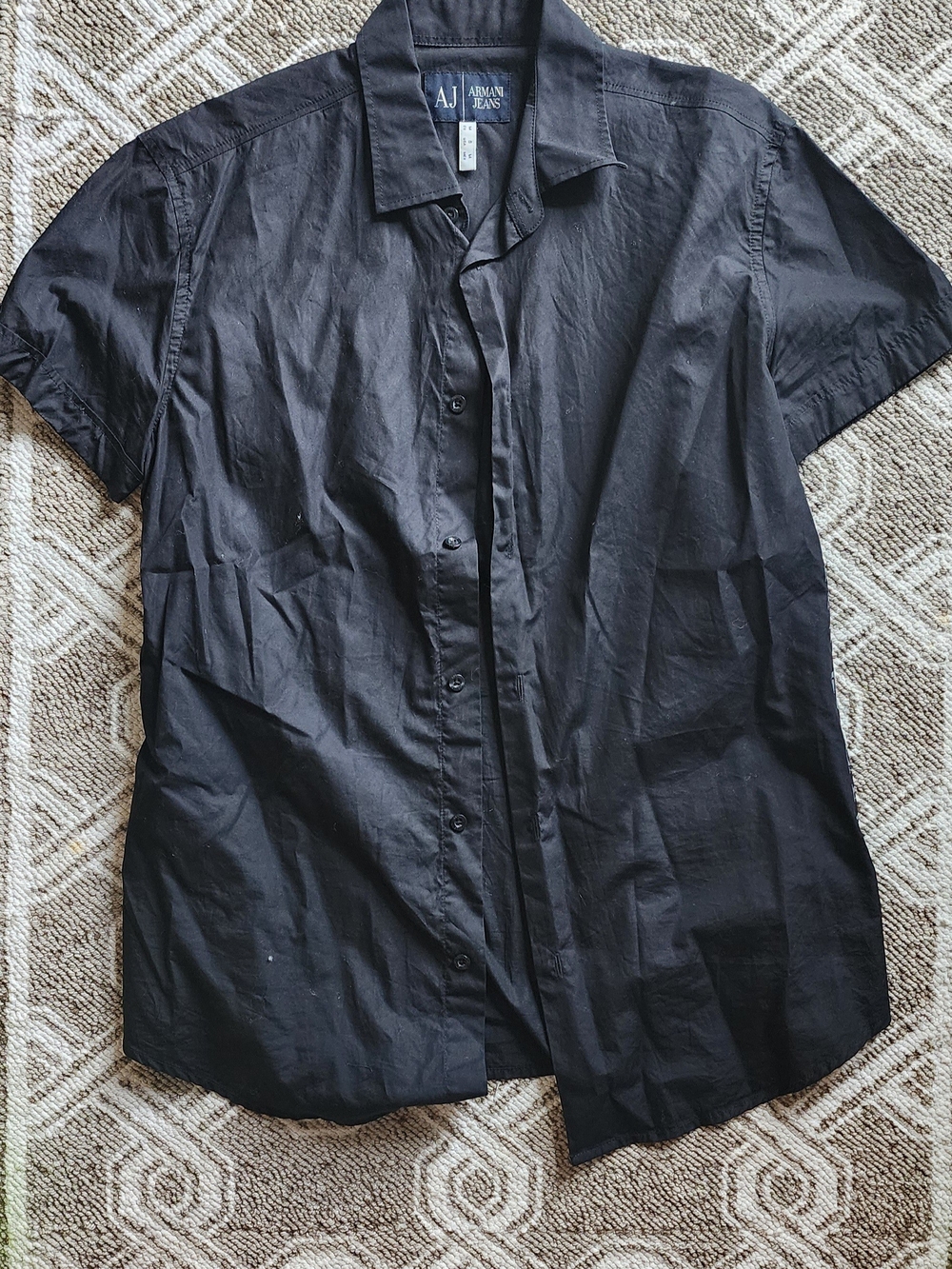 Armani Jeans Men’s Black Short-Sleeve Button-Down Shirt